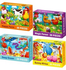QUOKKA Jigsaw Puzzles For 3 4 Year Olds - 4x30 Toddler Jigsaws for 2 3 Year Old