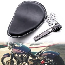 Motorcycle 3'' Spring Solo Seat Saddle Black + Bracket For Harley Bobber Chopper
