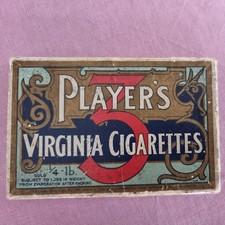 Original Antique c1915 Player's 1/4lb Cigarettes Empty Cardboard Box