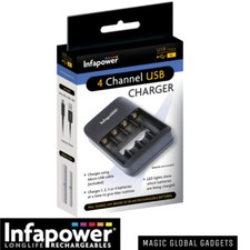 INFAPOWER BATTERY CHARGER + Rechargeable Batteries AA AAA Pre-Charged 