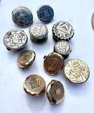 Collection Antique Victorian Silver & Gold Bachelor Collar Shirt Studs +W Patent