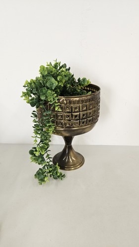 Vintage pedestal brass planter - vintage,