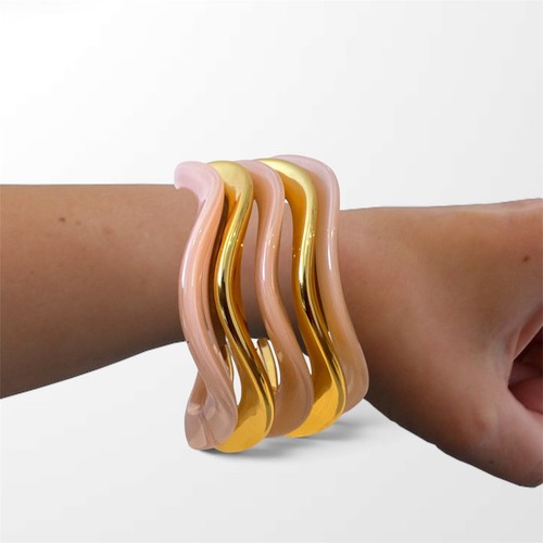 5pcs pink gold - pink, bangles