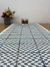 142 x33 cm 56 x 13 inch Blue Duck Egg Ivory Beige  Christmas Table Runner 
