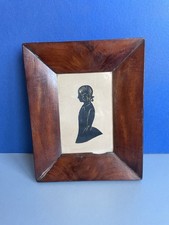 Antique Victorian Silhouette Gold Highlights Lady Women Bust Framed Picture
