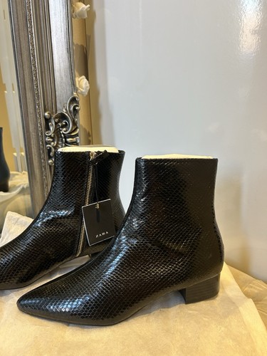 Zara black snake print - snake, ankle