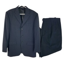 Vintage Armani Blue White Pin Stripe Full Suit Men's Retro Matching Used | 50