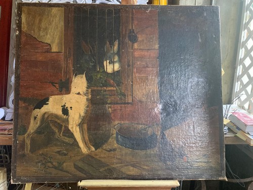 Oil painting canvas over - on,