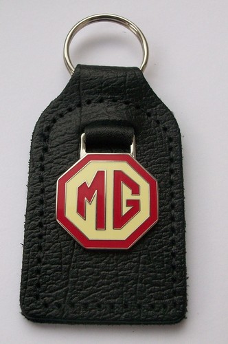 Enamel and leather keyring - enamel,