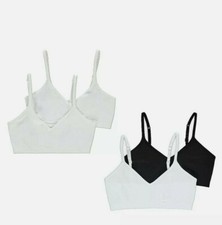 GIRLS 2 PACK BLACK & WHITE SEAM FREE CROP TOP FIRST BRA AGE 9-16