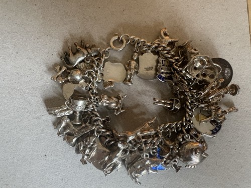 Vintage silver charm bracelet - vintage,