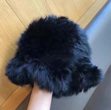 Lady Real Rabbit Fur Hat Warm Russian Cossack Cap Beanie Knit Elastic