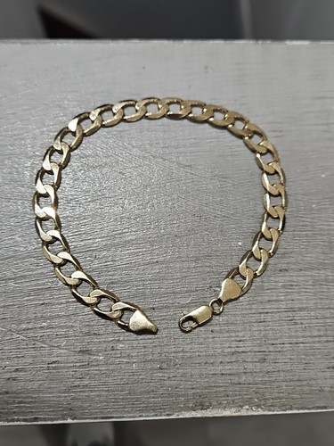 9ct yellow gold flat curb - curb, mens