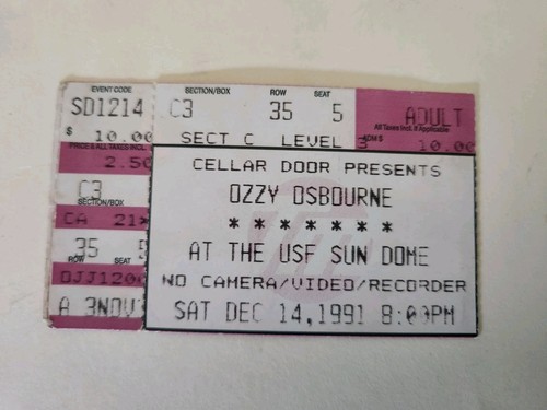 Ozzy osbourne ticket stub 1991 - ozzy,