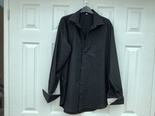 Black Shirt With Contrasting Inner Double Cuffs, Size L Pit2 Pit 24”
