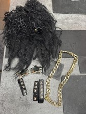 Adults Rock Star Punk Rocker Wig Necklace Glasses & Accessories Fancy Dress