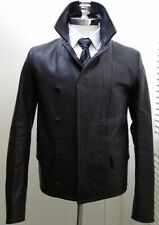 GUCCI leather jacket black military asymmetrical motorcycle biker coat S slim nr