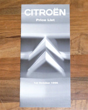 1996 CITROEN PRICE LIST - AX Saxo ZX Xantia Turbo Activa XM Synergie