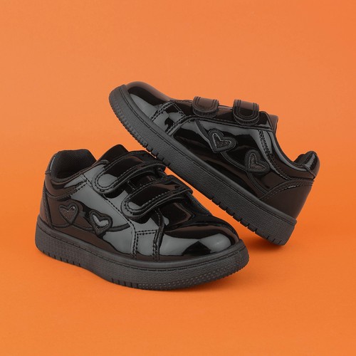 Girls black school - black, trainers