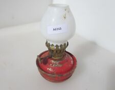 Vintage Mini Iron Oil Lamp Light with Glass Chimney Shade Pixie Antique 5"H