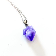 Raw Amethyst Pendant Necklace: Sterling Silver, February Birthstone