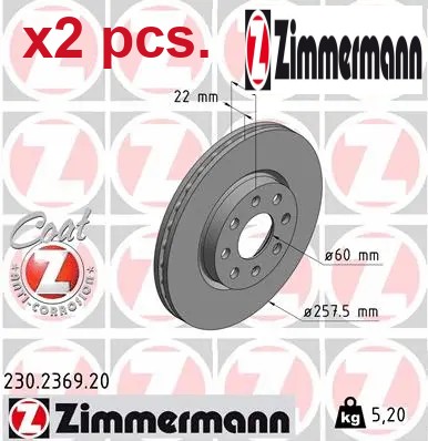 Pcs front brake - disc, set
