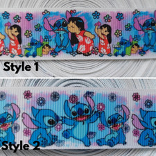 Lilo and Stitch 25mm 1" 1 Yard Blue Grosgrain Ribbon Movie Crafts Bow Gift Wrap