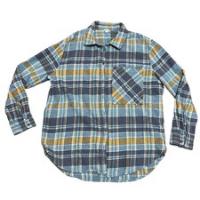 Aerie Cotton Flannel Shirt Womens Small Plaid Long Sleeve Button Up Casual Top