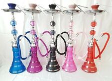 2 Pipe Shisha Hookah 18" Full Set & Free Coil Foil Tips Tong Clipper Gift Box