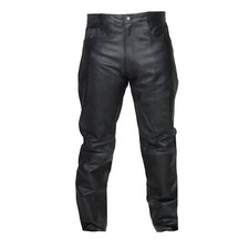 MENS BLACK LEATHER COWHIDE MOTORCYCLE MOTORBIKE JEANS TROUSERS
