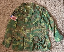 Genuine US Army Vietnam Poplin ERDL Class 2 Jungle Camo Combat Shirt 1969 M/R