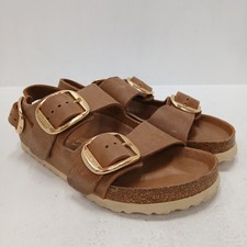 Birkenstock Sandals UK 4 Brown Leather Buckles New RMF31-EH
