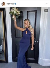 Lipsy Halter neck Navy maxi Dress Size 12 - Formal Gown As seen on Molly Mae