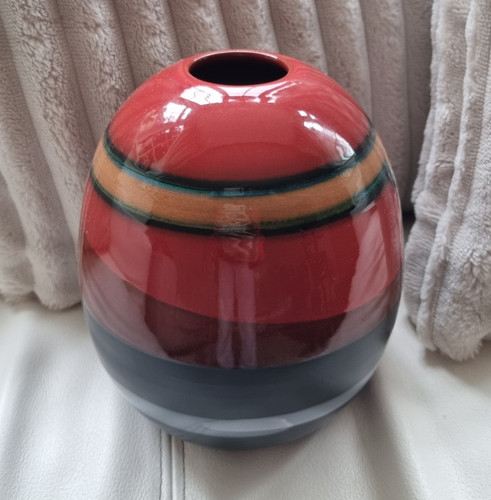 Glossy ceramic round vase - glossy,