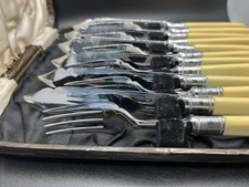Vintage Sheffield Fish Cutlery Set – Lewis Rose – Boxed 12pc – 1950s Gift Note