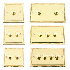 Polished Brass GEORGIAN Dimmer Switch 1/2/3/4 Gang 2 Way 250/400/1000W