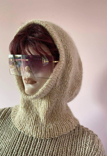 Hand knit mohair balaclava - mohair,