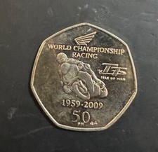 50 Years Of Honda 2009 Isle Of Man TT 50P Coin  UNC