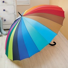 CROWNSHOP Windproof Umbrella with 16 Steel Ribs - Portable and Ergonomically Des