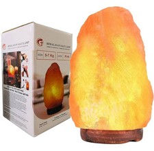 Himalayan Rock Salt Lamp 5–7KG with Dimmer Switch Cable Wooden Base 