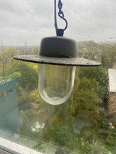 Original Vintage Industrial Bulkhead Hanging Light Lamp with Chain