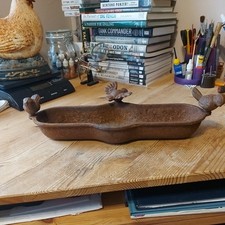 Cast Iron Bird Feeder & Bath Freestanding Decorative Garden Tray salvage vintage