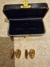 9ct Gold Cufflinks Pair with Ruby Stone 3g Each Birmingham Hallmark Vintage