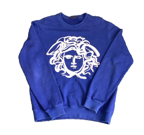 Versace blue cotton crewneck - versace,