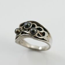Sterling Silver 925 Hagit Gorali HG Israel Pearl Ring 'O' 6.6 G