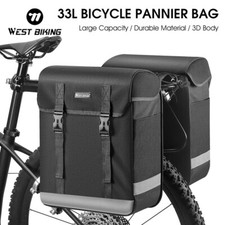 WEST BIKING Waterproof Reflective Bike Bicycle Double Panniers Bag Trunk Bag 33L