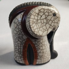 RAKU CRACKLE POTTERY ELEPHANT SOUTH African W 9.5CM H 12CM Deco Ornament Ceramic