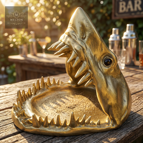 Shark head trinket golden - shark, ,