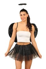 Women Adult DARK FALLEN ANGEL Costume Fancy Dress Halloween Black Fairy Outfit