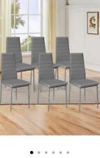 Set Of 6 Grey PU Leather